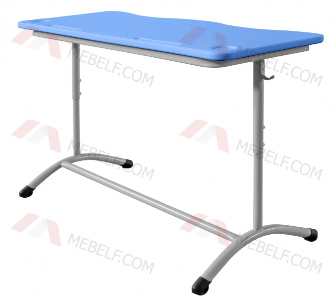 Школьный двухместный стол ШСТ12 с пластиковой столешницей, синий